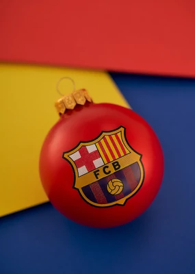 Pompázó gránátvörös Barçás karácsonyfadísz