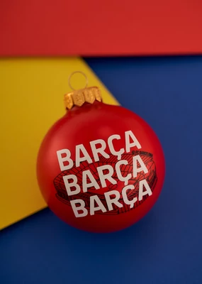 Pompázó gránátvörös Barçás karácsonyfadísz