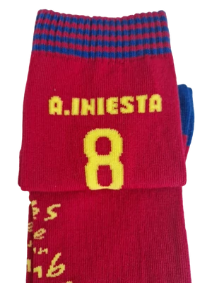 Andrés Iniesta - Barçás legenda zokni, piros