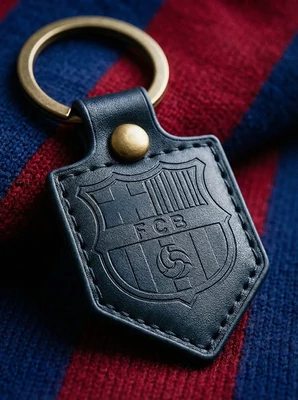 A Barca fekete bőr zászló alakú kulcstartó