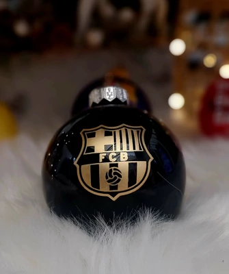 Elegáns fekete - arany Barçás karácsonyfadísz