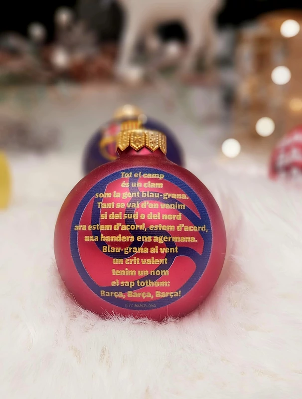 Elegáns, himnuszos Barçás karácsonyfadísz