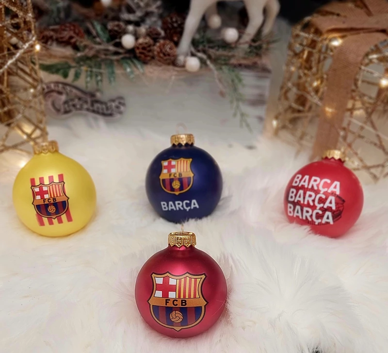 Elegáns, himnuszos Barçás karácsonyfadísz