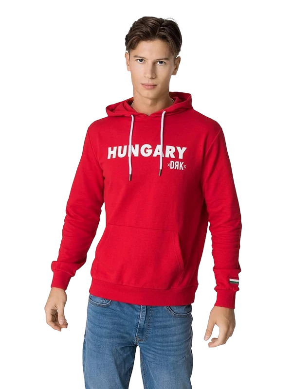 Magyar válogatott piros kapucnis pulóver - S