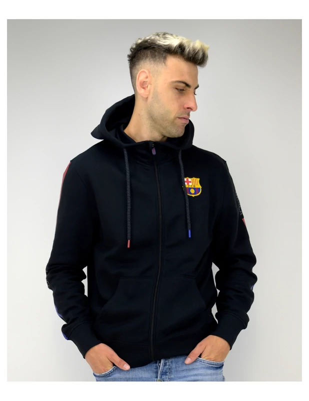 A Barcelona 2024-25-ös fekete kapucnis pulóvere - S