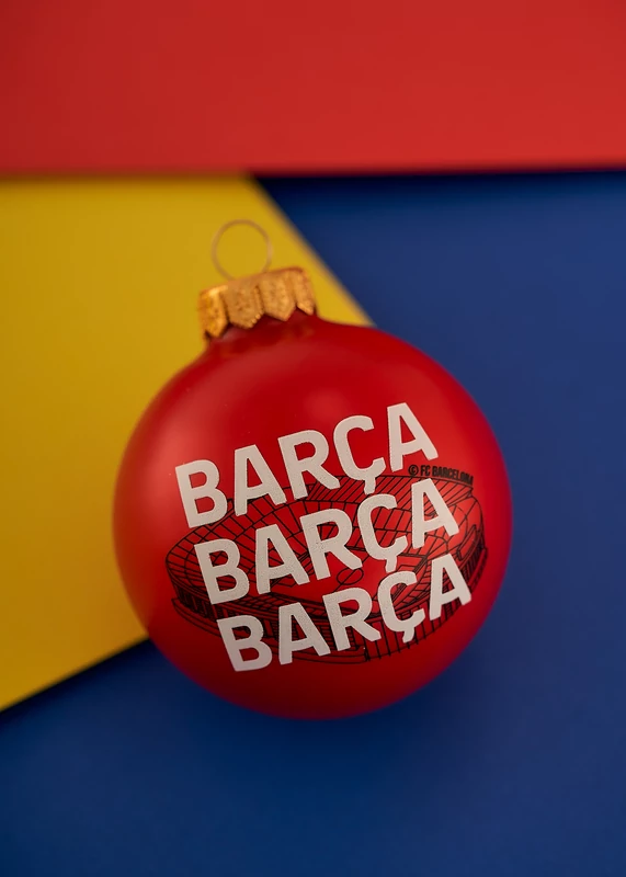 Pompázó gránátvörös Barçás karácsonyfadísz