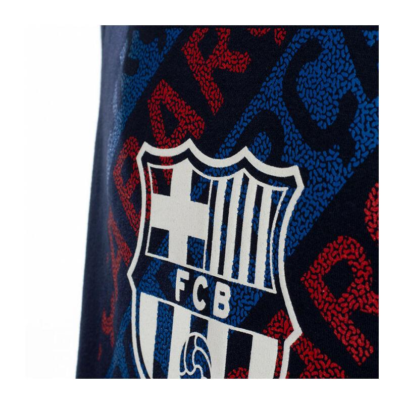 Sötétkék, címeres Barcelona kapucnis pulóver - XL