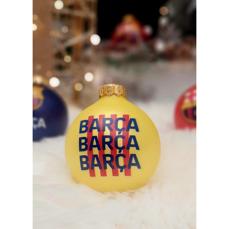 Elegáns sárga Barçás karácsonyfadísz